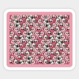 Too Many Birds! Pink Parrot Posse Sticker